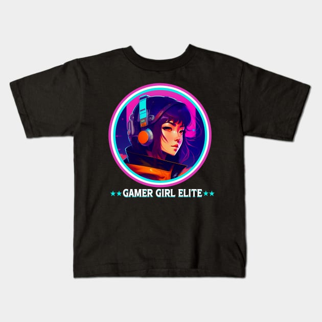 Gamer Girl Elite Kids T-Shirt by QuirkyPrintShop